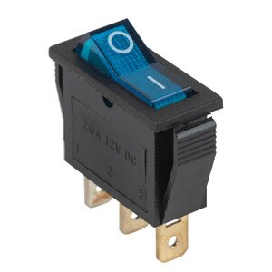Parts Express SPST Small Rocker Switch w/Blue Illumination 12VDC